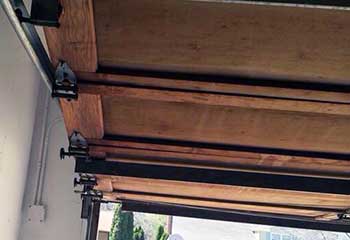 View of garage door’s underside with new rollers installed in Alamo, CA