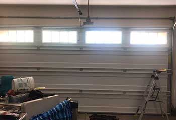 New metal garage door track installed and aligned in San Ramon, CA home